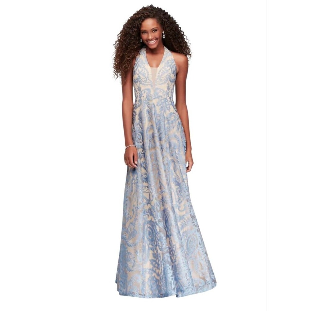 Speechless Light Blue Embroidered A-line Gown
